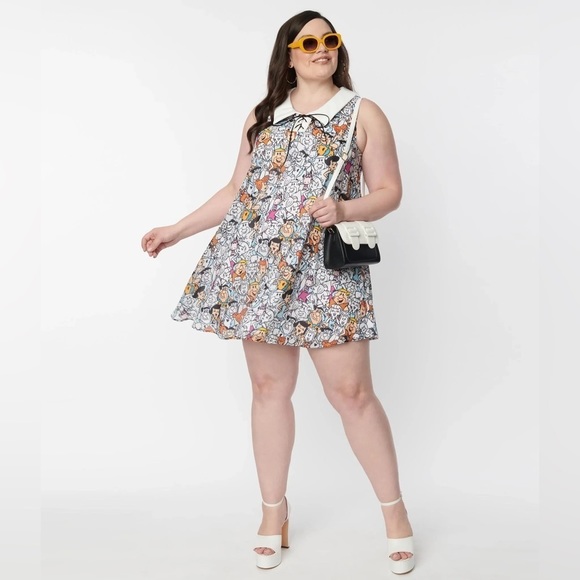 Flintstones x Smak Parlour Flintstones Character Print Mini Dress, Size L, NWT - Picture 4 of 8